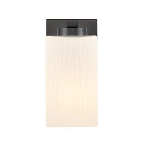 1-Light 4.5" Matte Black Bath Vanity Light - White Rippled Juneau Glass Glass LED