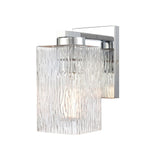 419-1W-PC-G4192 1-Light 4.5" Polished Chrome Bath Vanity Light - Clear Rippled Juneau Glass Glass - LED Bulb - Dimmensions: 4.5 x 6.5 x 8 - Glass Up or Down: Yes