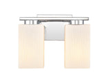 419-2W-PC-G4191 2-Light 11.25" Polished Chrome Bath Vanity Light - White Rippled Juneau Glass Glass - LED Bulb - Dimmensions: 11.25 x 6.5 x 8 - Glass Up or Down: Yes
