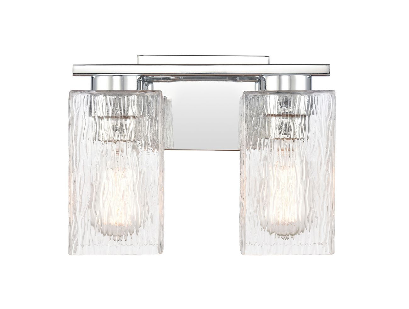 419-2W-PC-G4192 2-Light 11.25" Polished Chrome Bath Vanity Light - Clear Rippled Juneau Glass Glass - LED Bulb - Dimmensions: 11.25 x 6.5 x 8 - Glass Up or Down: Yes