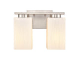 419-2W-SN-G4191 2-Light 11.25" Satin Nickel Bath Vanity Light - White Rippled Juneau Glass Glass - LED Bulb - Dimmensions: 11.25 x 6.5 x 8 - Glass Up or Down: Yes