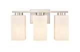 419-3W-SN-G4191 3-Light 16.5" Satin Nickel Bath Vanity Light - White Rippled Juneau Glass Glass - LED Bulb - Dimmensions: 16.5 x 6.125 x 8.5 - Glass Up or Down: Yes