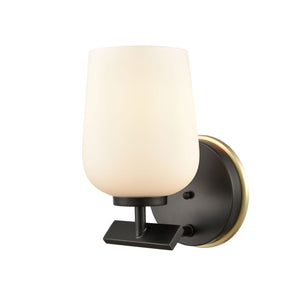 1-Light 4.5" Black Satin Brass Bath Vanity Light - White Remy Glass Glass Shade Included LED