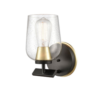 1-Light 4.5" Black Satin Brass Bath Vanity Light - Seedy Remy Glass Glass Shade Included LED