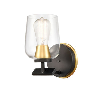 1-Light 4.5" Black Satin Gold Bath Vanity Light - Clear Remy Glass Glass Shade Included LED