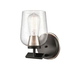 1-Light 4.5" Black Satin Nickel Bath Vanity Light - Seedy Remy Glass Glass Shade Included LED