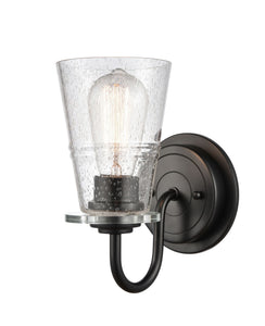 1-Light 4.75" Matte Black Bath Vanity Light - Seedy Scarlett Glass Glass LED