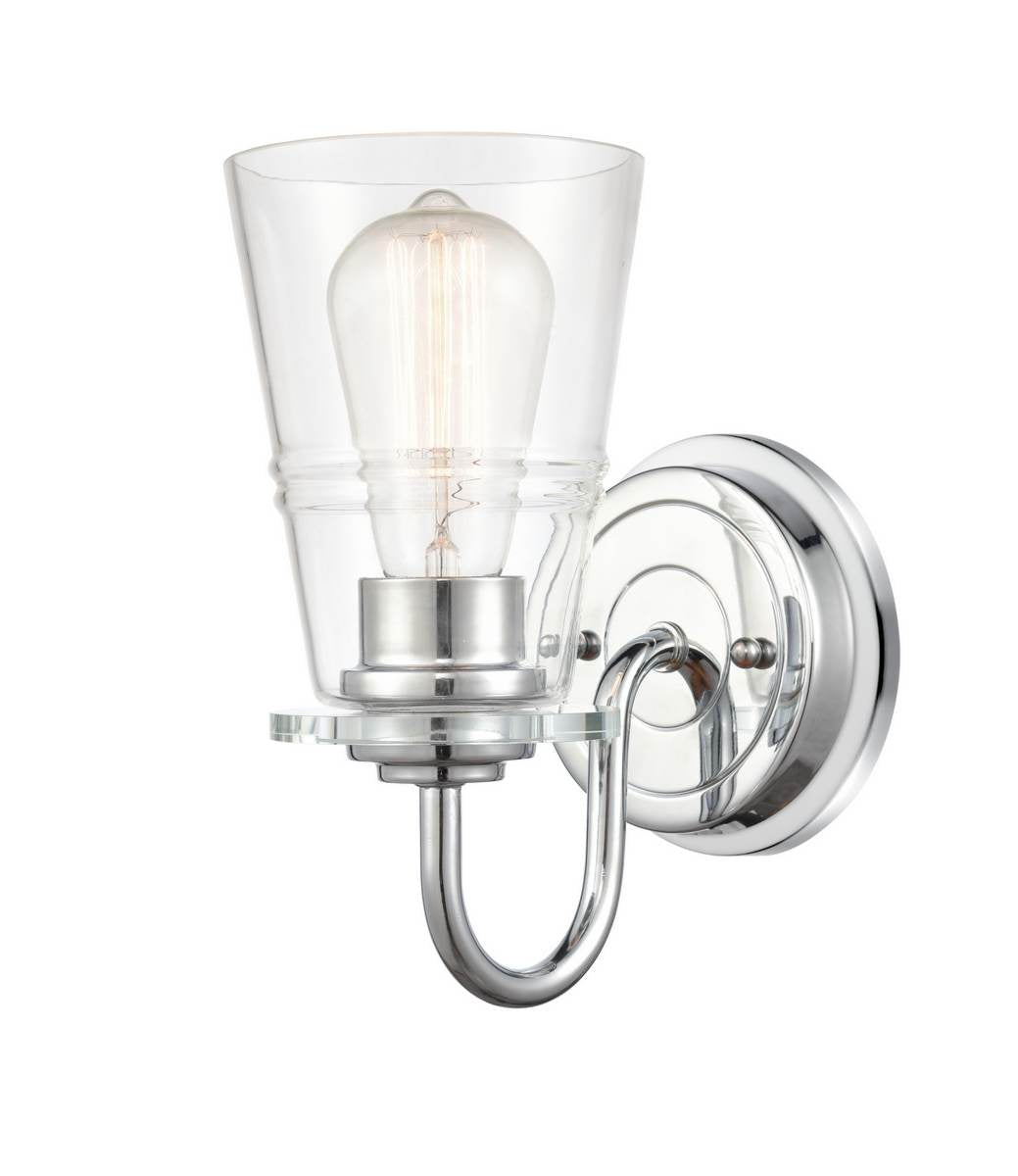 421-1W-PC-G4212 1-Light 4.75" Polished Chrome Bath Vanity Light - Clear Scarlett Glass Glass - LED Bulb - Dimmensions: 4.75 x 7 x 9.625 - Glass Up or Down: Yes