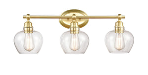 3-Light 27.25" Satin Brass Bath Vanity Light - Clear Amina Glass Glass Shades Included LED