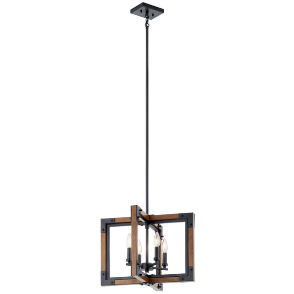Kichler Lighting 44046AUB Marimount 14in. 4 Light Convertible Chandelier/Semi Flush with Clear Glass Auburn Stained