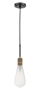 Cord Hung 3.75" Black Antique Brass Mini Pendant - Bare Bulb - LED Bulb Included