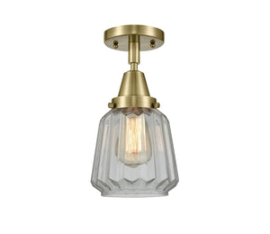 1-Light 7" Chatham Flush Mount - Novelty Clear Glass - Choice of Finish And Incandesent Or LED Bulbs
