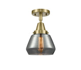 1-Light 7" Antique Brass Flush Mount - Plated Smoke Fulton Glass LED