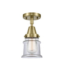 1-Light 6" Antique Brass Flush Mount - Clear Small Canton Glass LED