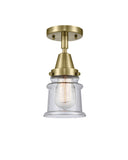 1-Light 6" Antique Brass Flush Mount - Seedy Small Canton Glass LED