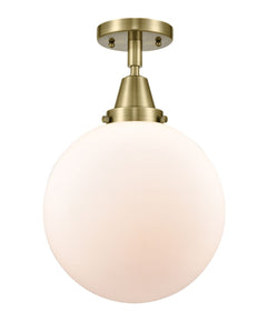 1-Light 10" Beacon Flush Mount - Globe-Orb Matte White Glass - Choice of Finish And Incandesent Or LED Bulbs