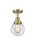 1-Light 6" Antique Brass Flush Mount - Clear Beacon LED