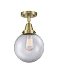 1-Light 8" Antique Brass Flush Mount - Clear Beacon Glass LED