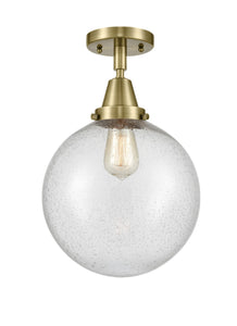 1-Light 10" Antique Brass Flush Mount - Seedy Beacon Glass LED