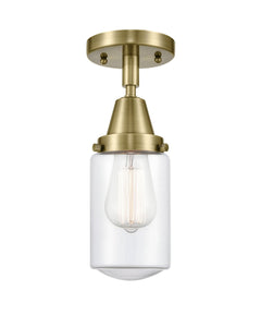 1-Light 4.5" Antique Brass Flush Mount - Clear Dover Glass LED