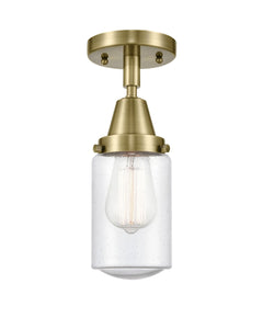 1-Light 4.5" Antique Brass Flush Mount - Seedy Dover Glass LED