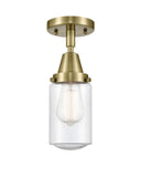1-Light 4.5" Antique Brass Flush Mount - Seedy Dover Glass LED