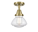 1-Light 6.75" Antique Brass Flush Mount - Clear Olean Glass LED