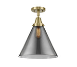 1-Light 12" Cone 12" Flush Mount - Cone Plated Smoke Glass - Choice of Finish And Incandesent Or LED Bulbs