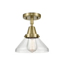 1-Light 8" Antique Brass Flush Mount - Seedy Caden Glass LED