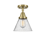 1-Light 7.75" Large Cone Flush Mount - Cone Seedy Glass - Choice of Finish And Incandesent Or LED Bulbs