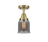 1-Light 5" Antique Brass Flush Mount - Plated Smoke Small Bell Glass LED
