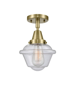 1-Light 7.5" Antique Brass Flush Mount - Seedy Small Oxford Glass LED