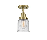 1-Light 5" Antique Brass Flush Mount - Seedy Small Bell Glass LED