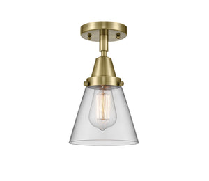 1-Light 6.25" Antique Brass Flush Mount - Clear Small Cone Glass LED