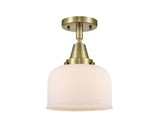 1-Light 8" Antique Brass Flush Mount - Matte White Cased Large Bell Glass LED