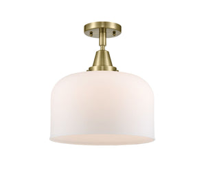 1-Light 12" X-Large Bell Flush Mount - Bell-Urn Matte White Glass - Choice of Finish And Incandesent Or LED Bulbs