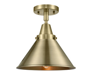 447-1C-AB-M10-AB 1-Light 10" Antique Brass Flush Mount - Antique Brass Briarcliff Shade - LED Bulb - Dimmensions: 10 x 10 x 9.5 - Sloped Ceiling Compatible: No
