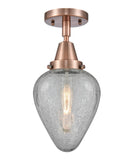 1-Light 6.5" Geneseo Flush Mount - Teardrop Clear Crackled Glass - Choice of Finish And Incandesent Or LED Bulbs