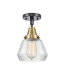 447-1C-BAB-G172 1-Light 7" Black Antique Brass Flush Mount - Clear Fulton Glass - LED Bulb - Dimmensions: 7 x 7 x 9 - Sloped Ceiling Compatible: No