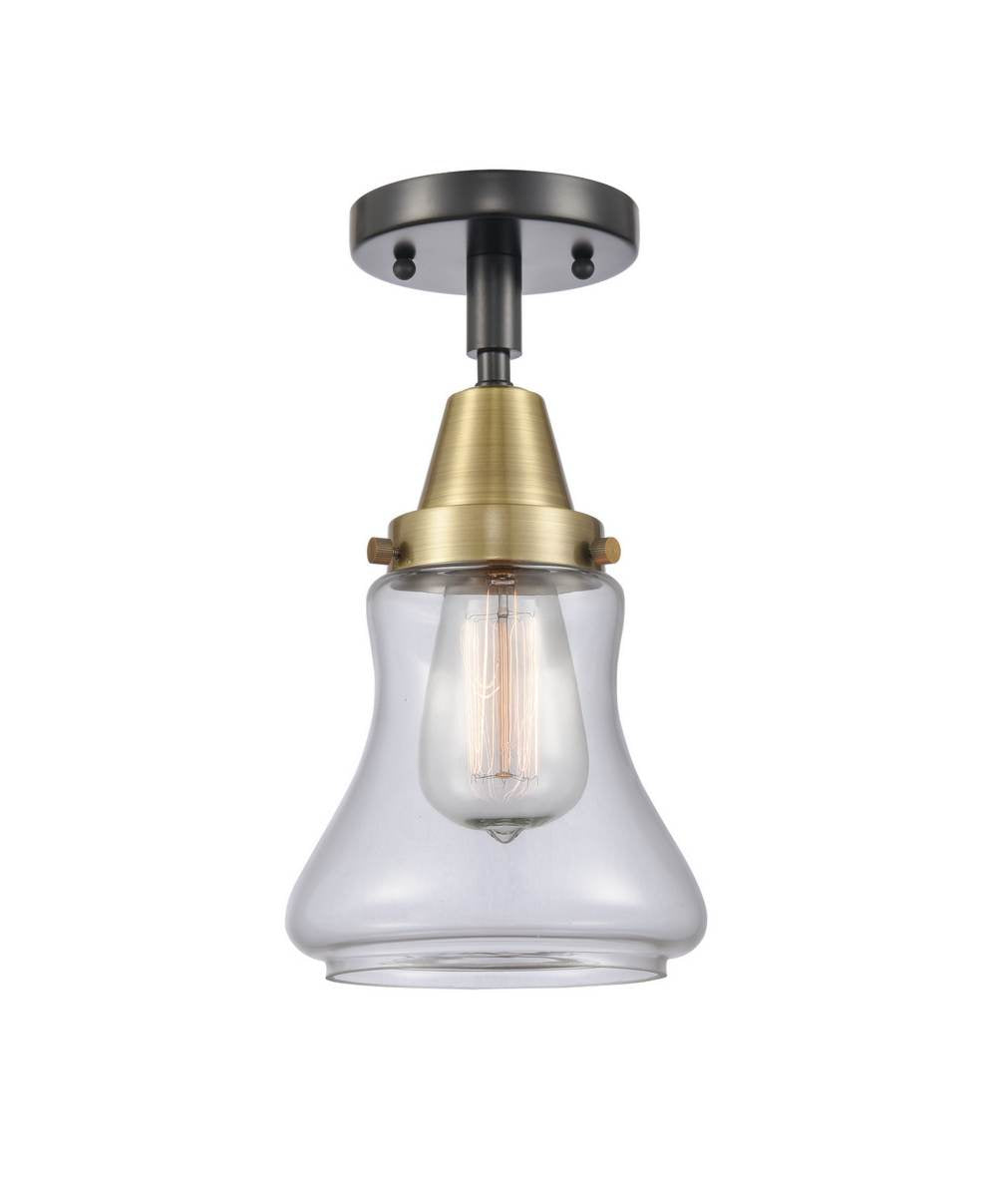 447-1C-BAB-G192 1-Light 6.25" Black Antique Brass Flush Mount - Clear Bellmont Glass - LED Bulb - Dimmensions: 6.25 x 6.25 x 10 - Sloped Ceiling Compatible: No