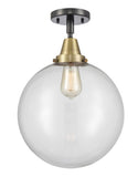 447-1C-BAB-G202-12 1-Light 12" Black Antique Brass Flush Mount - Clear Beacon Glass - LED Bulb - Dimmensions: 12 x 12 x 14.5 - Sloped Ceiling Compatible: No
