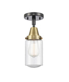 447-1C-BAB-G314 1-Light 4.5" Black Antique Brass Flush Mount - Seedy Dover Glass - LED Bulb - Dimmensions: 4.5 x 4.5 x 9.75 - Sloped Ceiling Compatible: No
