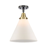 447-1C-BAB-G41-L 1-Light 12" Black Antique Brass Flush Mount - Matte White Cased Cone 12" Glass - LED Bulb - Dimmensions: 12 x 12 x 15.5 - Sloped Ceiling Compatible: No