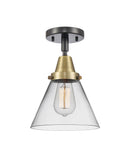 447-1C-BAB-G42 1-Light 7.75" Black Antique Brass Flush Mount - Clear Large Cone Glass - LED Bulb - Dimmensions: 7.75 x 7.75 x 11 - Sloped Ceiling Compatible: No
