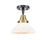 447-1C-BAB-G4471 1-Light 8" Black Antique Brass Flush Mount - White Caden Glass - LED Bulb - Dimmensions: 8 x 8 x 7 - Sloped Ceiling Compatible: No