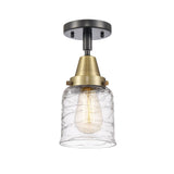 447-1C-BAB-G513 1-Light 5" Black Antique Brass Flush Mount - Clear Deco Swirl Small Bell Glass - LED Bulb - Dimmensions: 5 x 5 x 10 - Sloped Ceiling Compatible: No