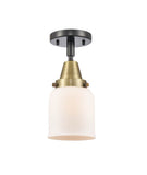 447-1C-BAB-G51 1-Light 5" Black Antique Brass Flush Mount - Matte White Cased Small Bell Glass - LED Bulb - Dimmensions: 5 x 5 x 10 - Sloped Ceiling Compatible: No