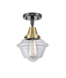 447-1C-BAB-G532 1-Light 7.5" Black Antique Brass Flush Mount - Clear Small Oxford Glass - LED Bulb - Dimmensions: 7.5 x 7.5 x 9 - Sloped Ceiling Compatible: No