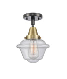 447-1C-BAB-G534 1-Light 7.5" Black Antique Brass Flush Mount - Seedy Small Oxford Glass - LED Bulb - Dimmensions: 7.5 x 7.5 x 9 - Sloped Ceiling Compatible: No