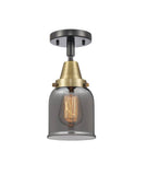 447-1C-BAB-G53 1-Light 5" Black Antique Brass Flush Mount - Plated Smoke Small Bell Glass - LED Bulb - Dimmensions: 5 x 5 x 10 - Sloped Ceiling Compatible: No